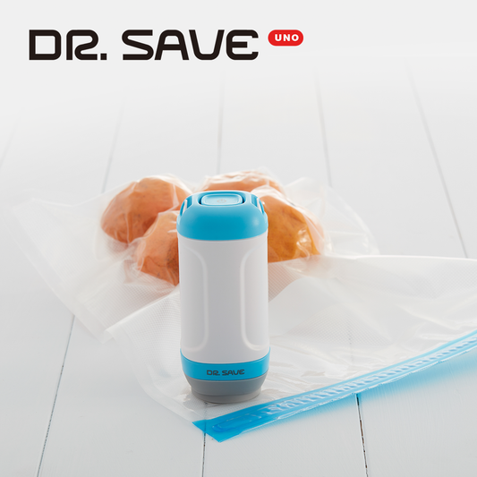 DR. SAVE UNO 電池式真空パック機+圧縮袋(大、小1枚ずつ)+食品保存袋 (5枚)
