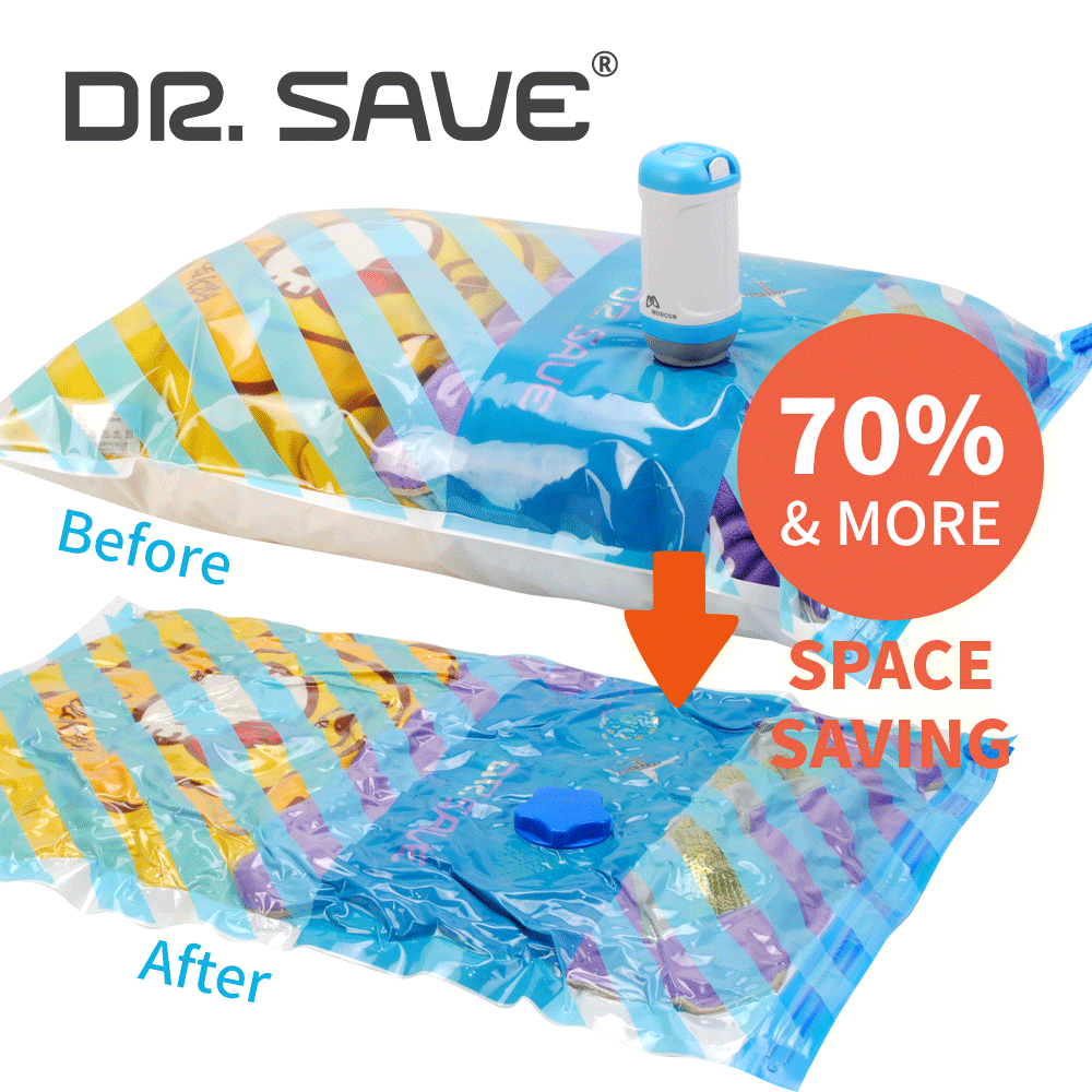 衣類圧縮袋 セット (小、大 各2枚ずつ入り) 旅行用 出張 引っ越し 衣替え