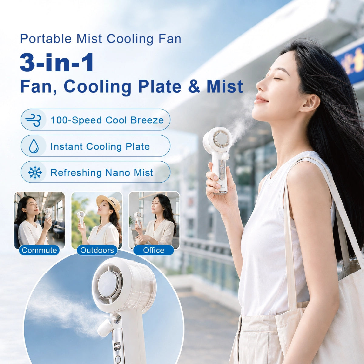 Portable Misting Fan with Cooling Plate