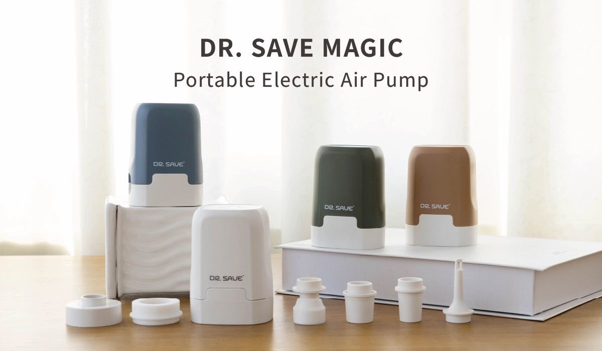 DR. SAVE Magic battery powered air pump in four colors with six nozzles
