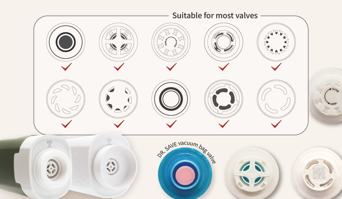 DR. SAVE Magic suction nozzles for different compression bag valves